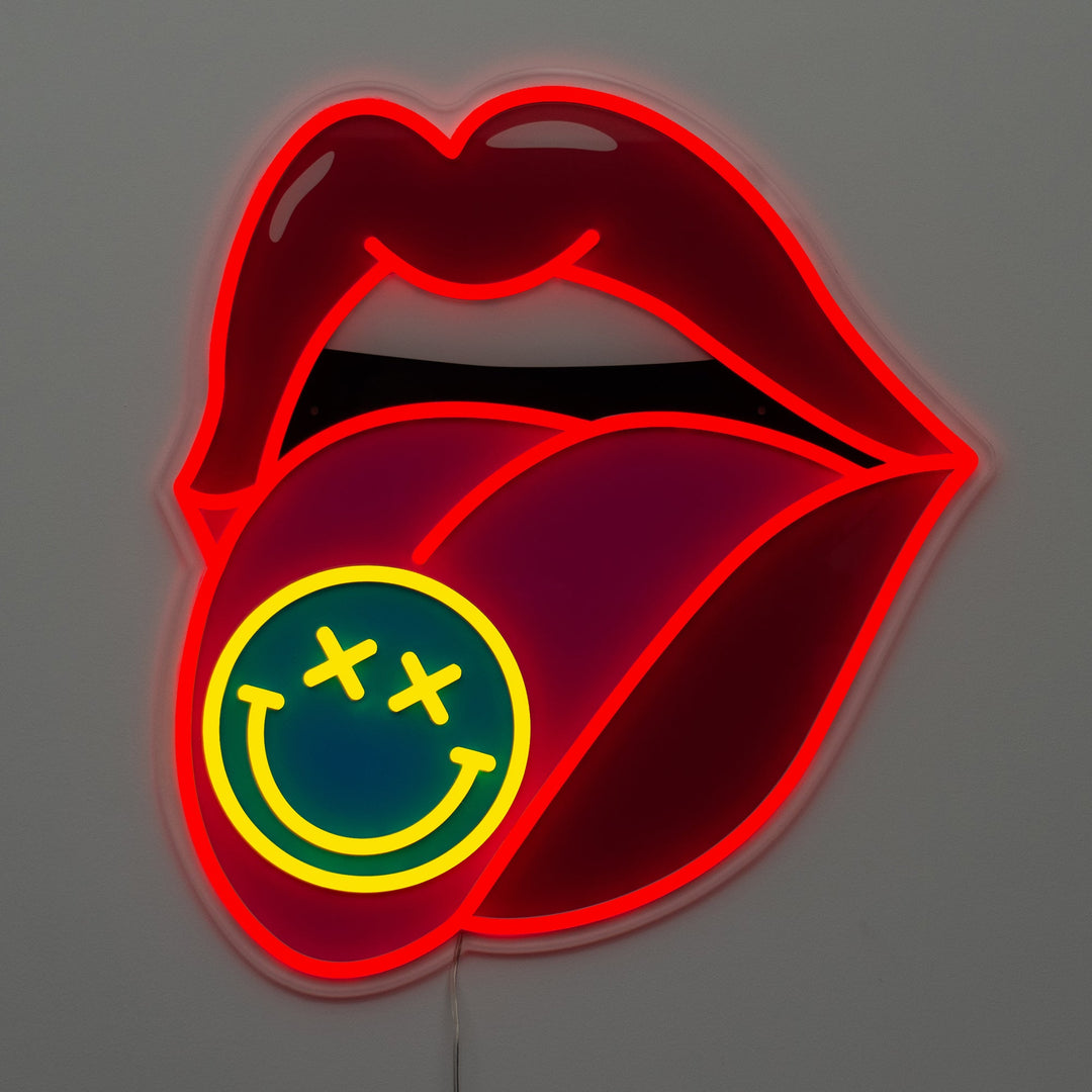 Pop Kiss Blue: S.W.Smiley LED Neon Wall Sign