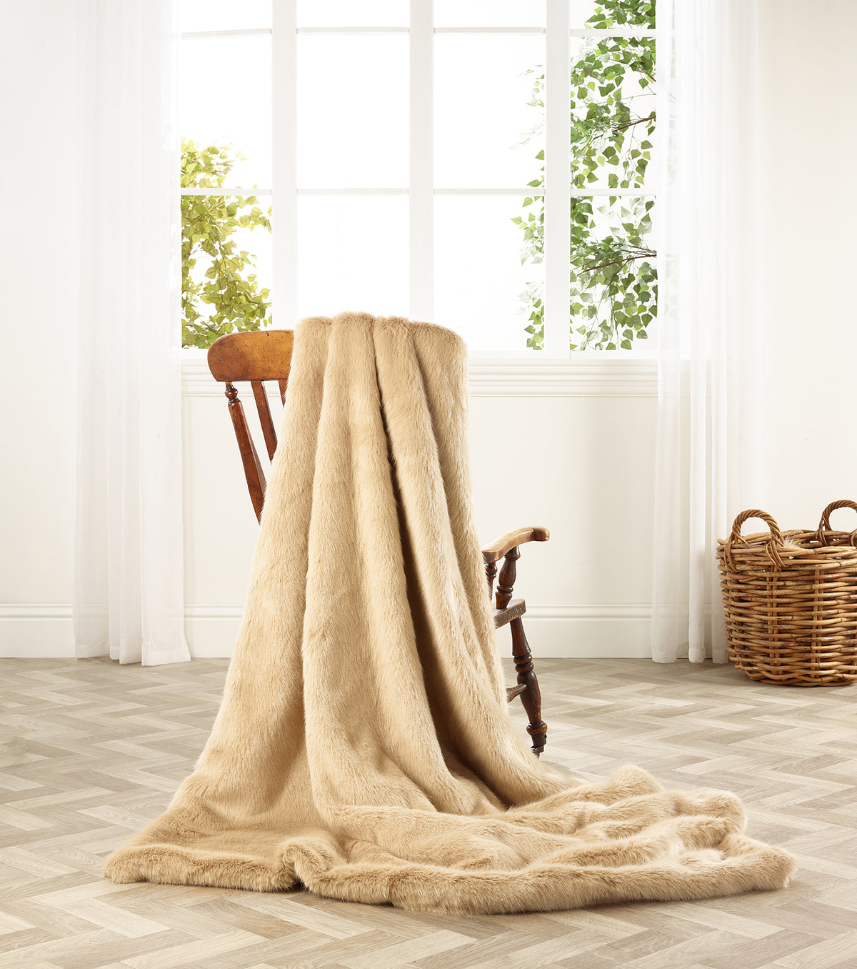 London Beige faux fur throw by Katrina Hampton