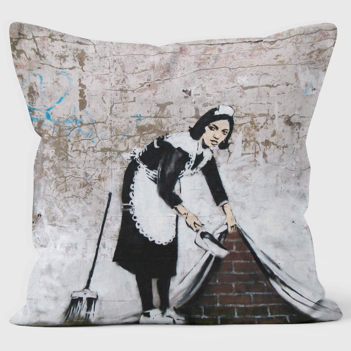 Maid - Banksy Inspired - Graffiti Art Cushion - Handmade Cushions UK - WeLoveCushions