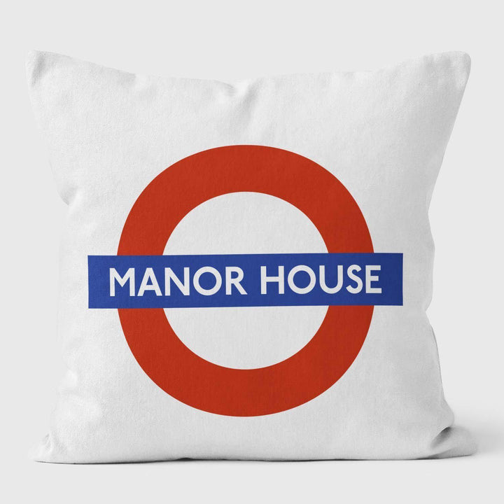 Manor House London Underground Tube Station Roundel Cushion - Handmade Cushions UK - WeLoveCushions