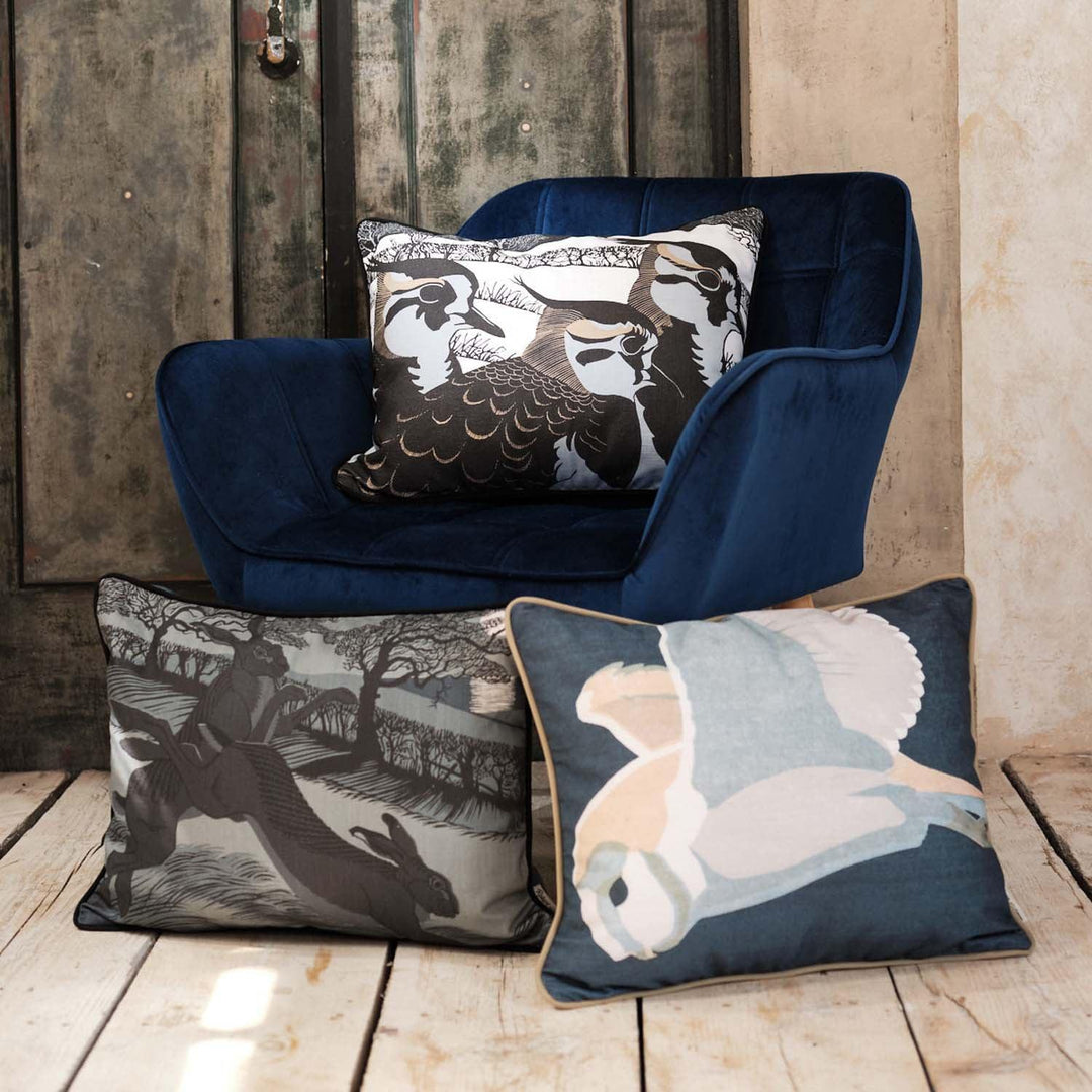 March Moonlight - Boxing Hares - Robert Gillmor Cushion - Handmade Cushions UK - WeLoveCushions