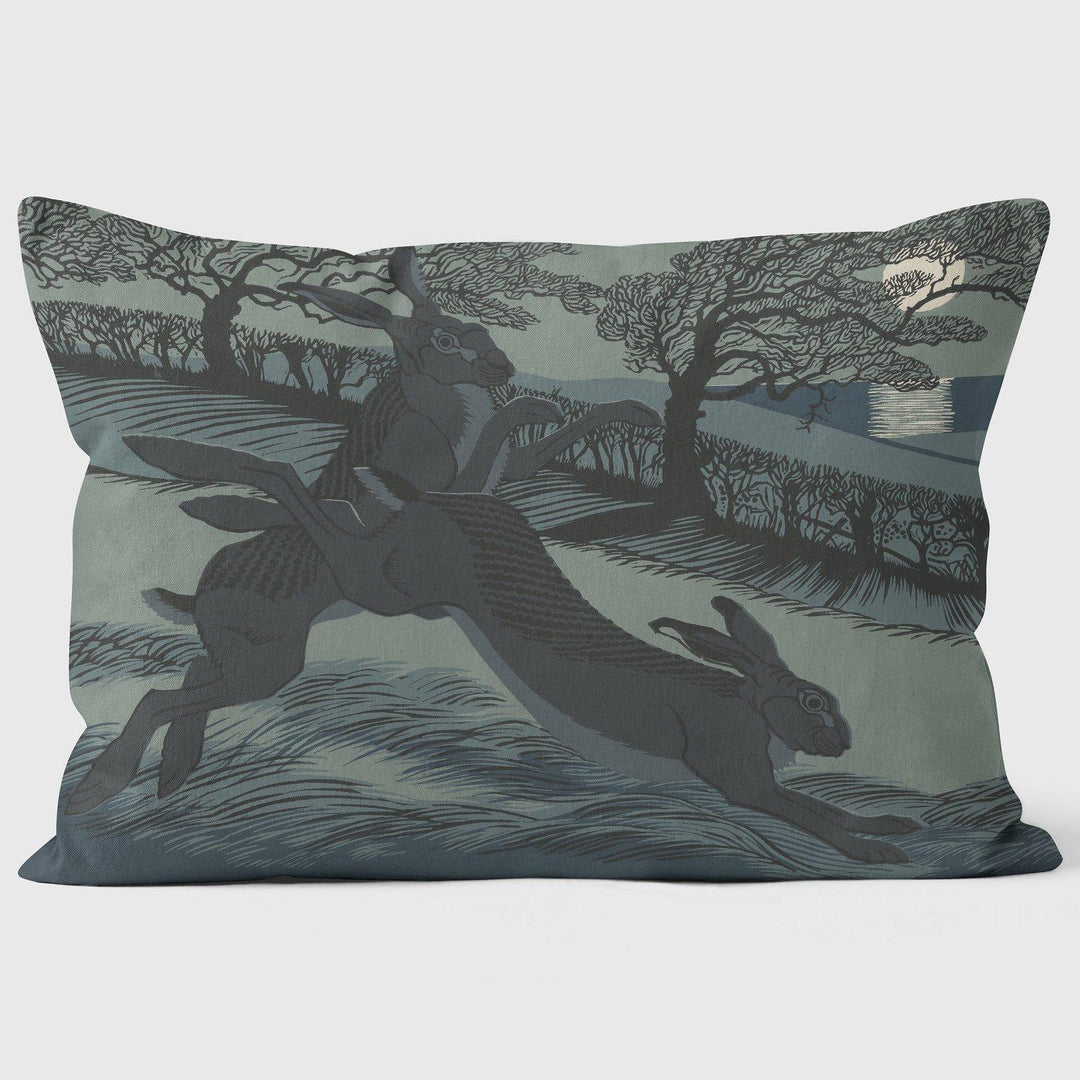 March Moonlight - Boxing Hares - Robert Gillmor Cushion - Handmade Cushions UK - WeLoveCushions