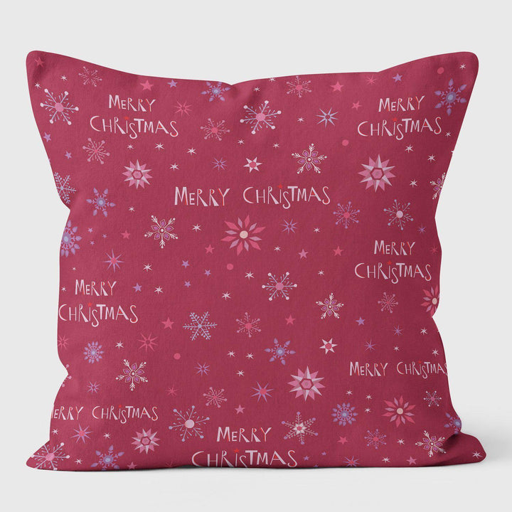 Merry Christmas Red Cushion - Christmas Seasonal Cushion - Handmade Cushions UK - WeLoveCushions