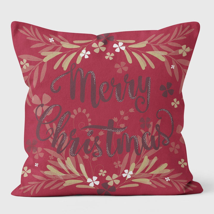 Merry Christmas Red II Cushion - Christmas Seasonal Cushion - Handmade Cushions UK - WeLoveCushions