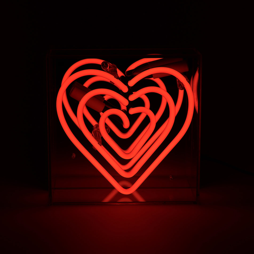 'Heart' Mini Acrylic Box Neon Light - Locomocean Ltd