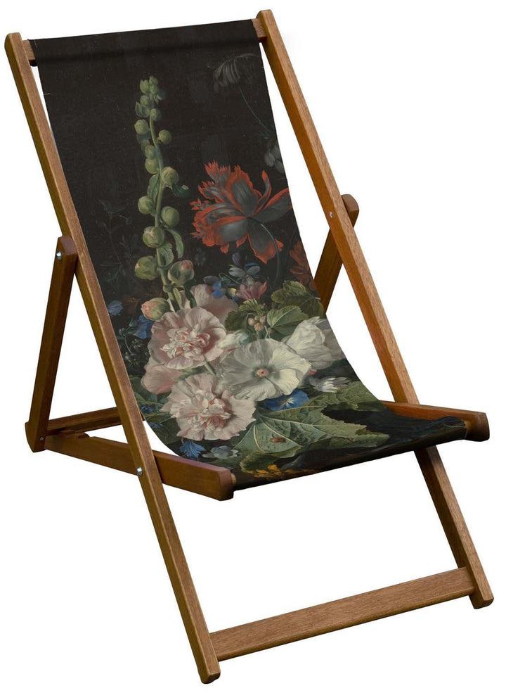 Hollyhocks and Other Flowers in a Vase - Van Huysum - National Gallery Deckchair