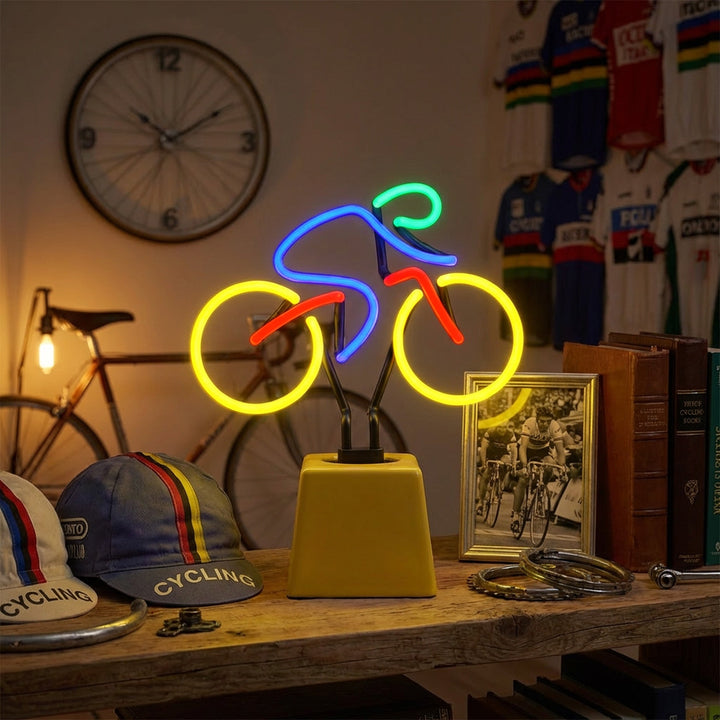 Bicycle Glass Neon Light with Ceramic Base