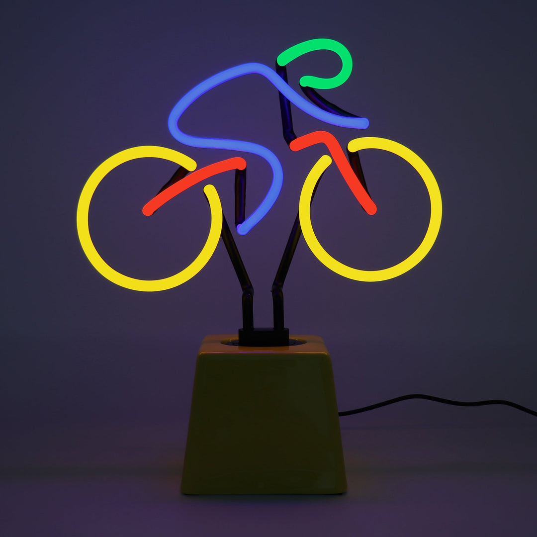 Bicycle Glass Neon Light with Ceramic Base
