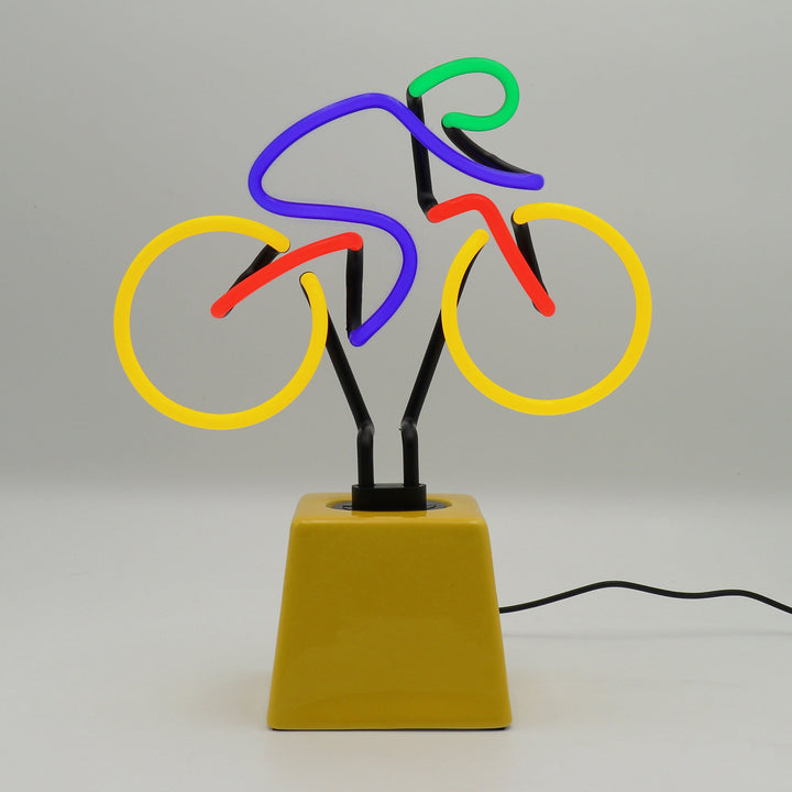 Bicycle Glass Neon Light with Ceramic Base