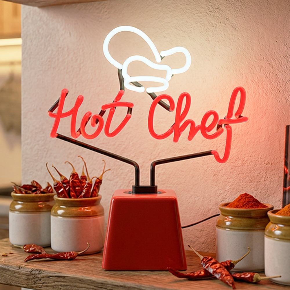 Hot Chef Glass Neon Light with Ceramic Base