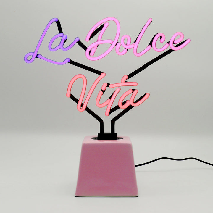 La Dolce Vita Glass Neon Light with Ceramic Base