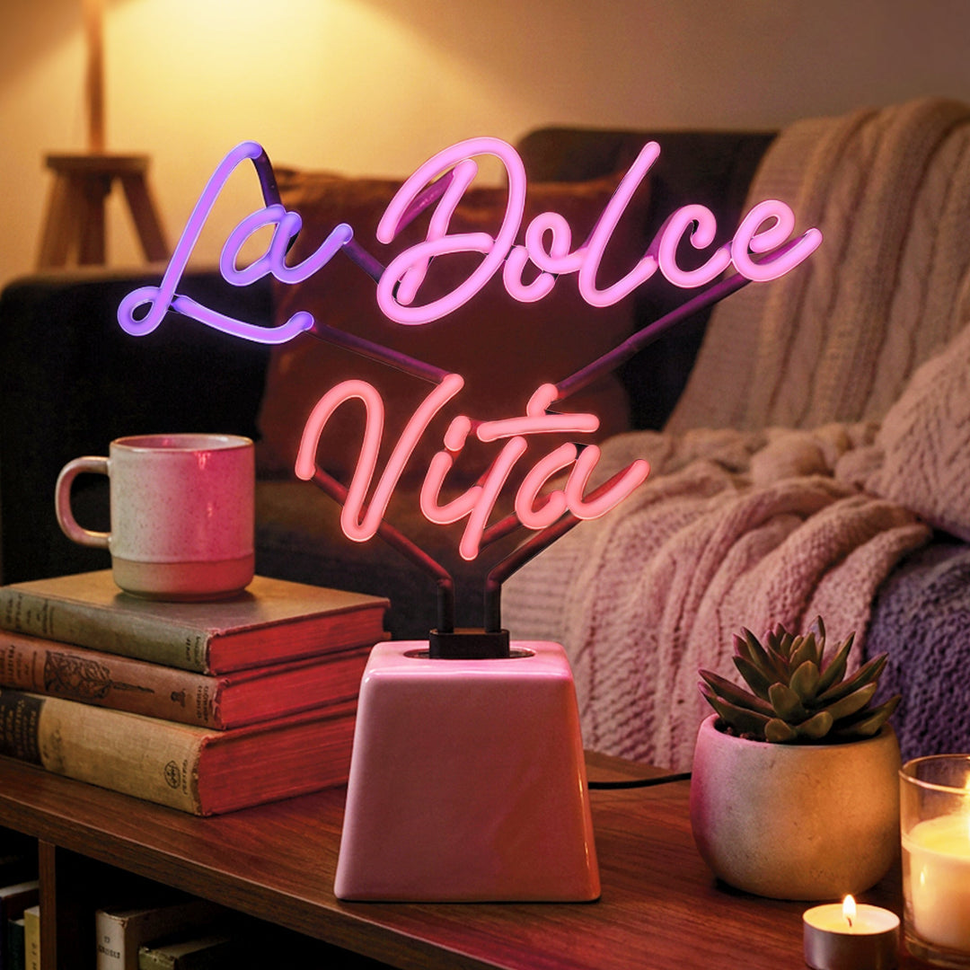 La Dolce Vita Glass Neon Light with Ceramic Base