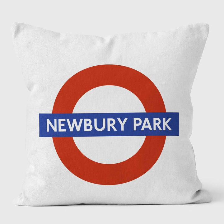 Newbury Park London Underground Tube Station Roundel Cushion - Handmade Cushions UK - WeLoveCushions