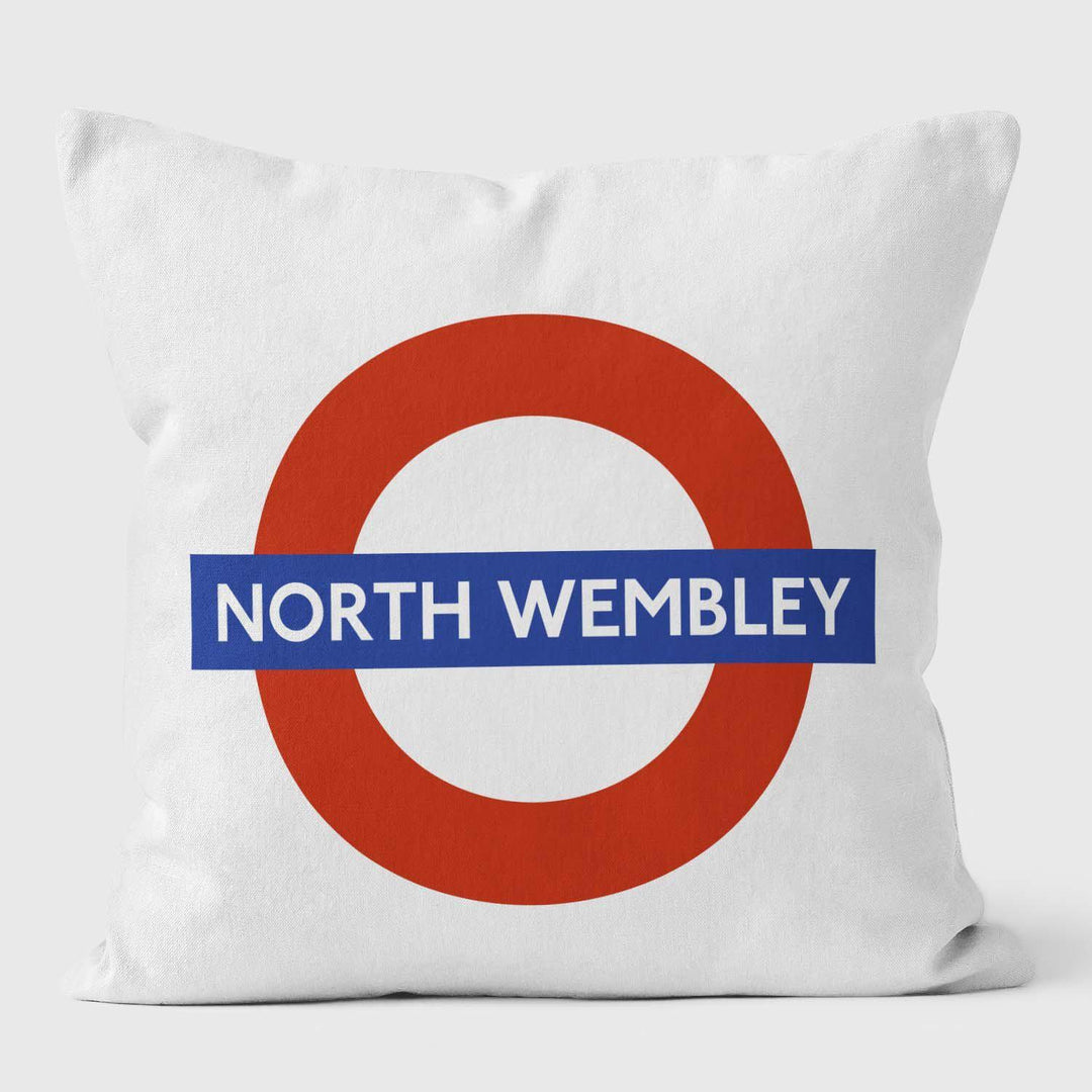 North Wembley London Underground Tube Station Roundel Cushion - Handmade Cushions UK - WeLoveCushions