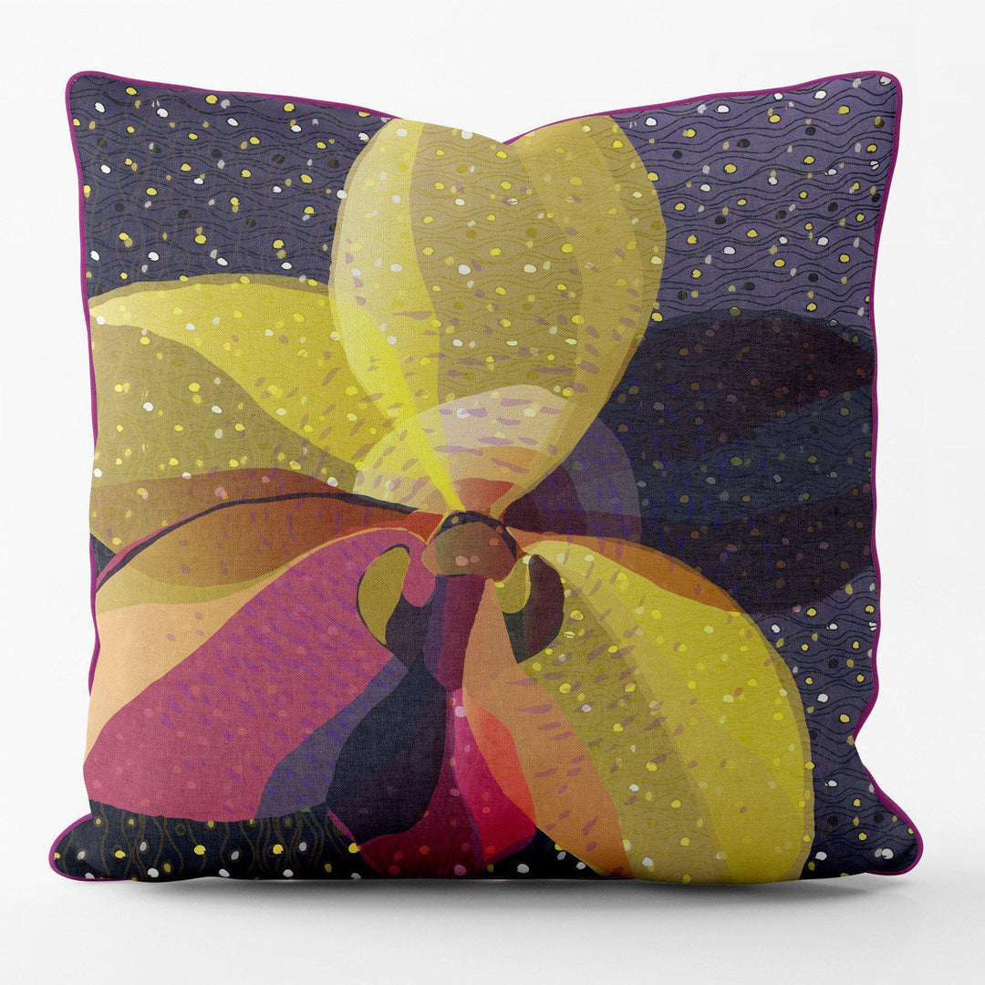 Oriental Orchid (Single - Purple) - Funky Art Cushion - FOG - House Of Turnowsky Pillows - Handmade Cushions UK - WeLoveCushions