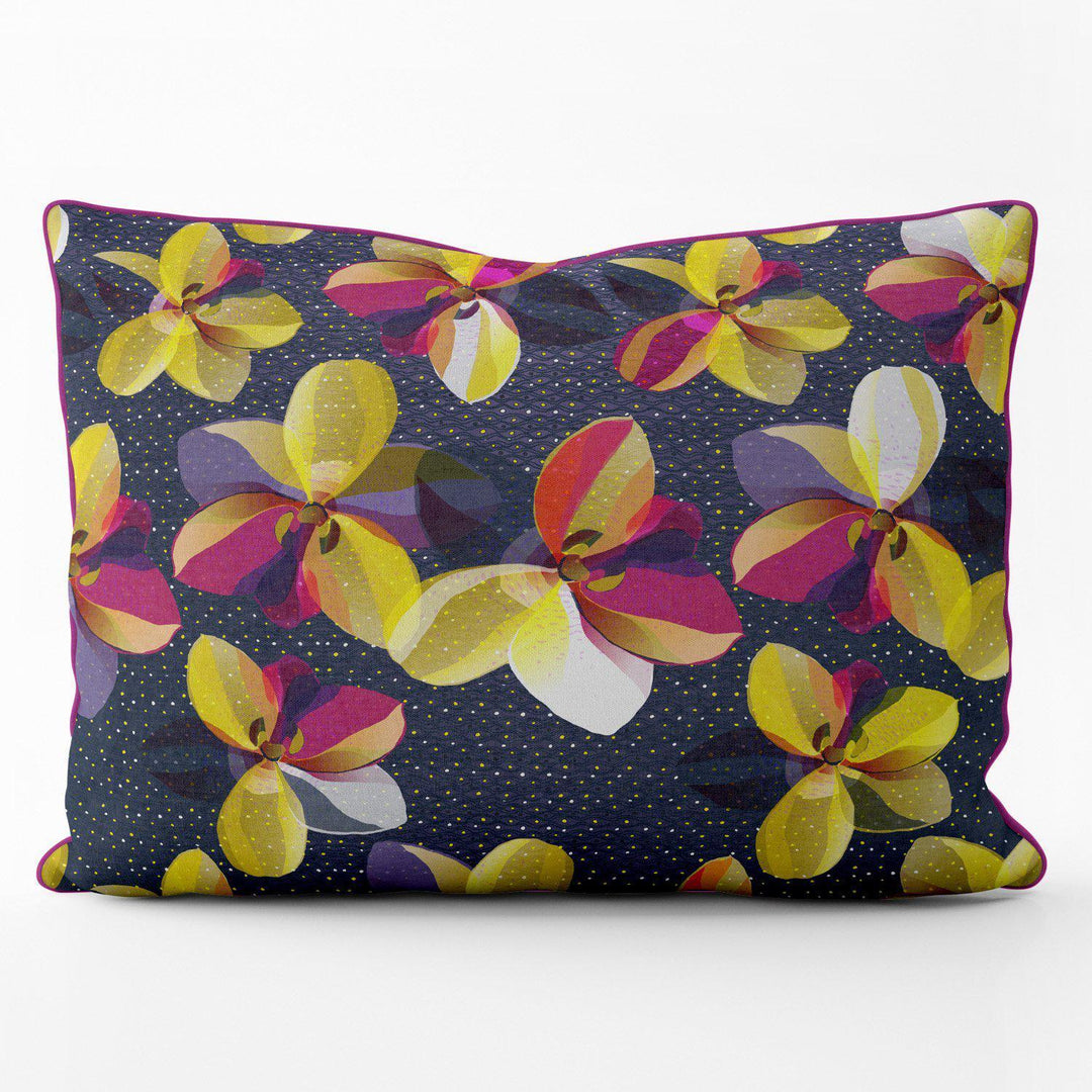 Oriental Orchids (Purple) - Funky Art Cushion - FOG - House Of Turnowsky Pillows - Handmade Cushions UK - WeLoveCushions