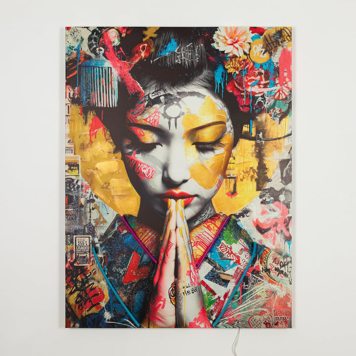Geisha LED Neon Canvas Art