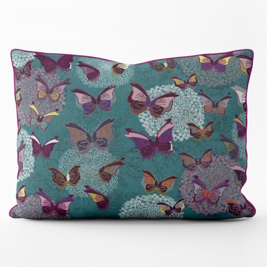 Paper Butterflies (Green) - Funky Art Cushion - FOG - House Of Turnowsky Pillows - Handmade Cushions UK - WeLoveCushions