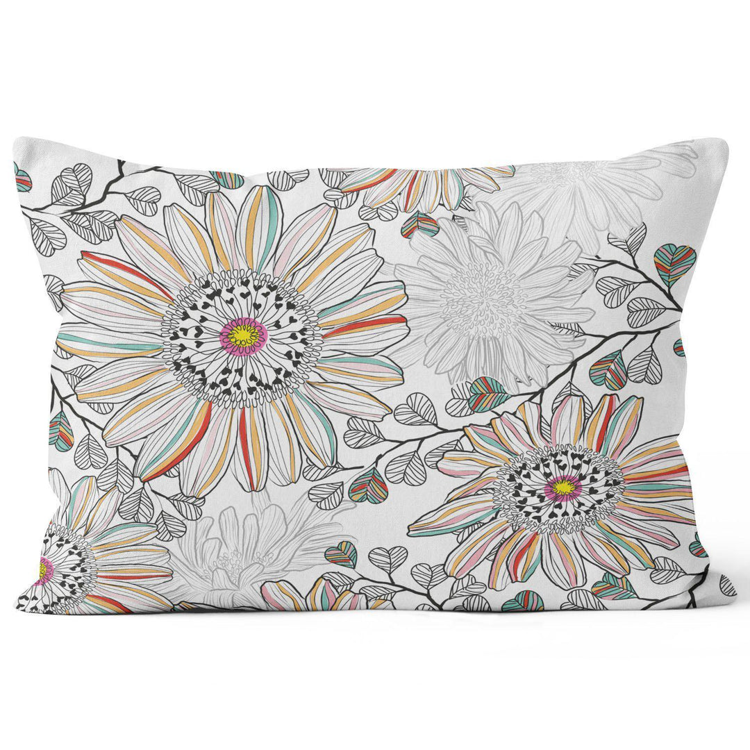 Passionflower Stripes (White) - Funky Art Cushion - Paradise Garden - House Of Turnowsky Pillows - Handmade Cushions UK - WeLoveCushions