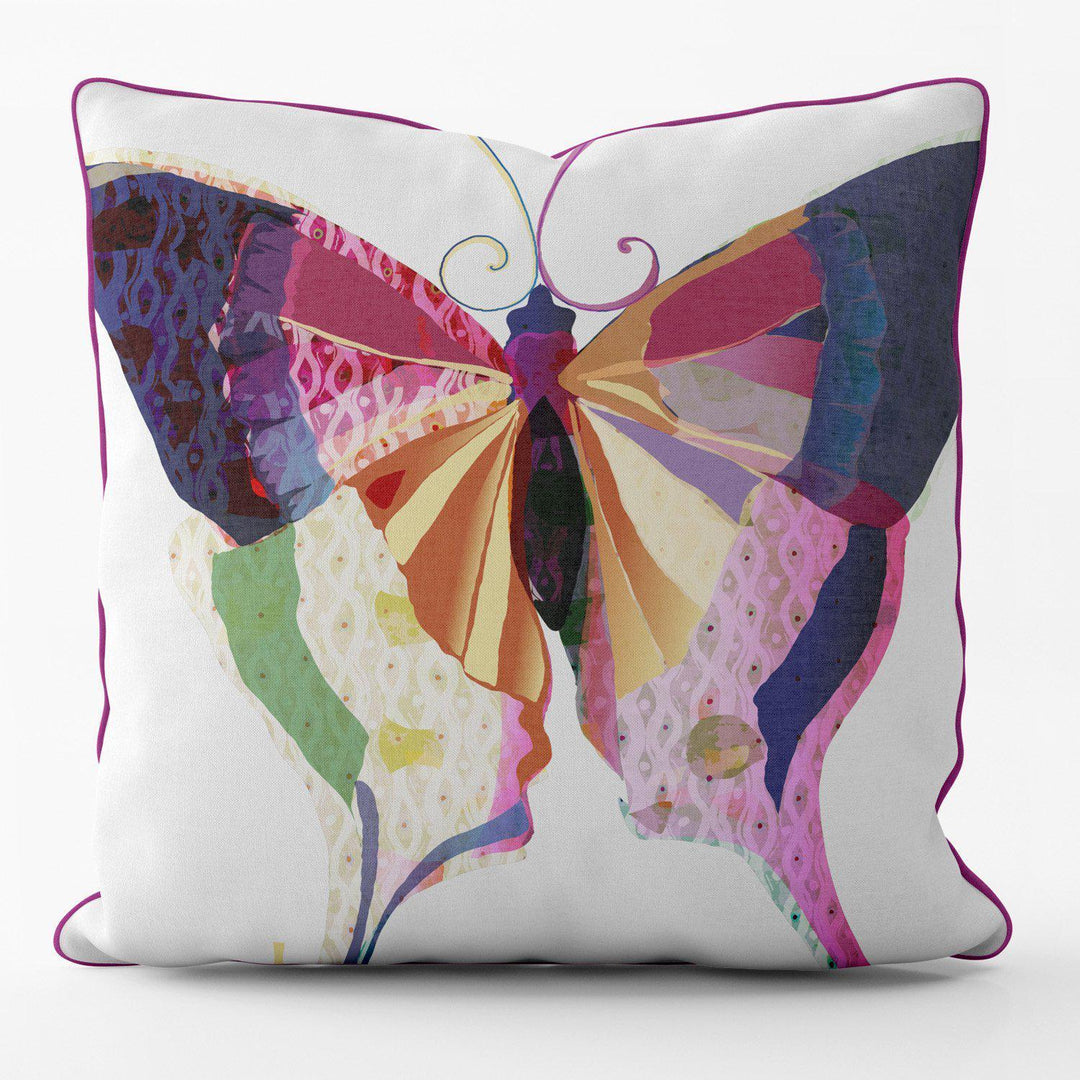 Patchwork Butterfly (White) - FOG - House Of Turnowsky Cushion - Handmade Cushions UK - WeLoveCushions