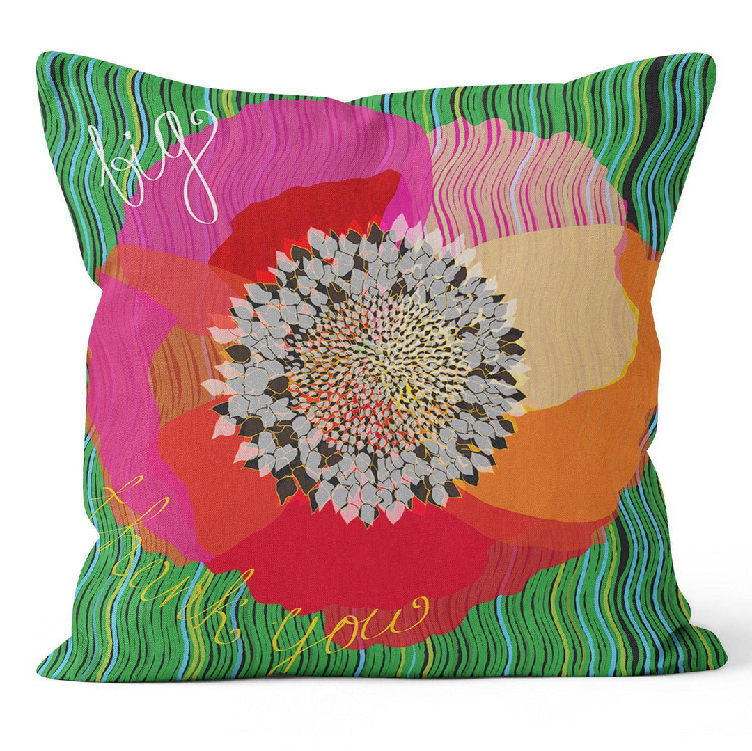 Patchwork Poppy - Funky Art Cushion - FOG - House Of Turnowsky Pillows - Handmade Cushions UK - WeLoveCushions