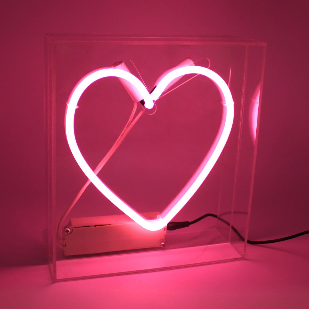 Heart Glass Neon Sign   Pink product image shown in a home or gift setting
