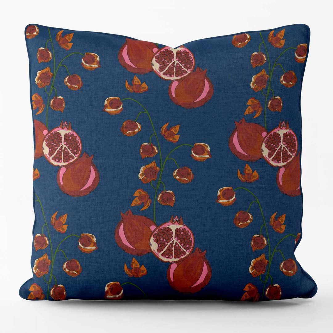 Pomegranate and Physalis -Their Nibs Cushion - Handmade Cushions UK - WeLoveCushions