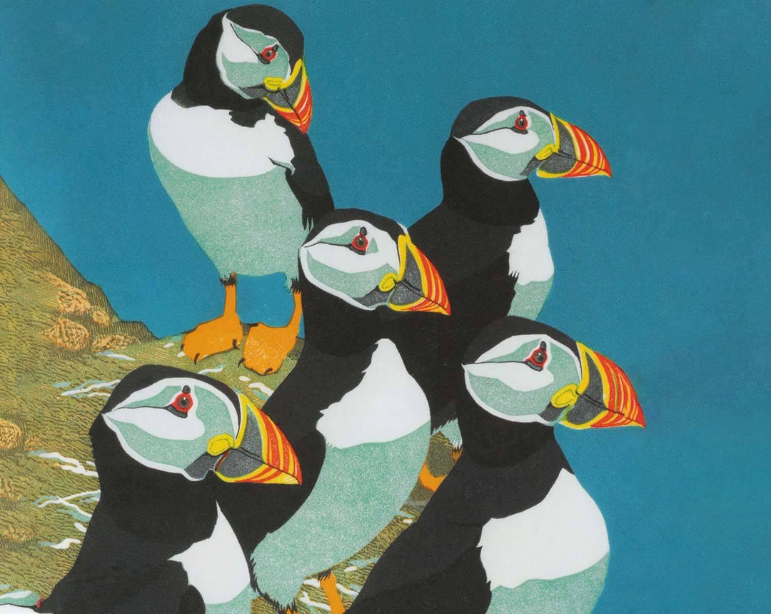 Five Puffins - Robert Gillmor- Glamping Camping Stool