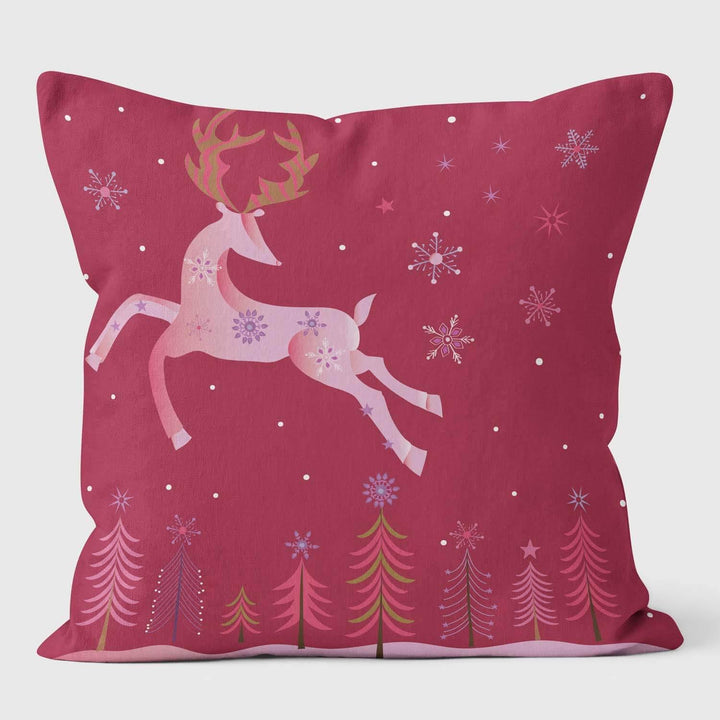 Reindeer Forest Red Cushion - House Of Turnowsky Cushion - Handmade Cushions UK - WeLoveCushions