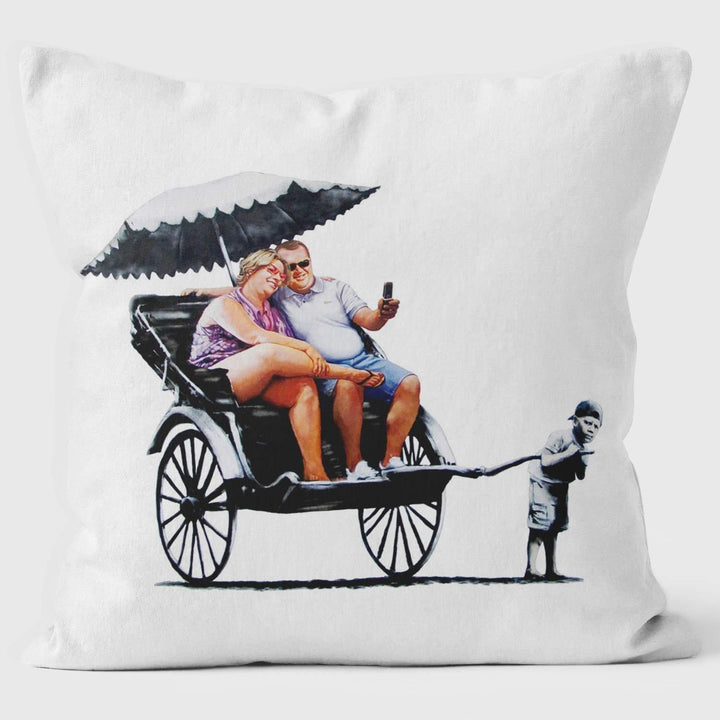 Rickshaw - Banksy Inspired - Graffiti Art Cushion - Handmade Cushions UK - WeLoveCushions