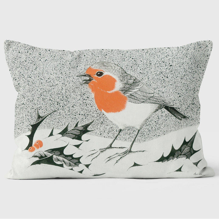 Robin in a Snowstorm - Christmas Cushion - Handmade Cushions UK - WeLoveCushions