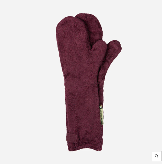 Dog Drying Mitten Gloves in Burgundy Red by Ruff and Tumble