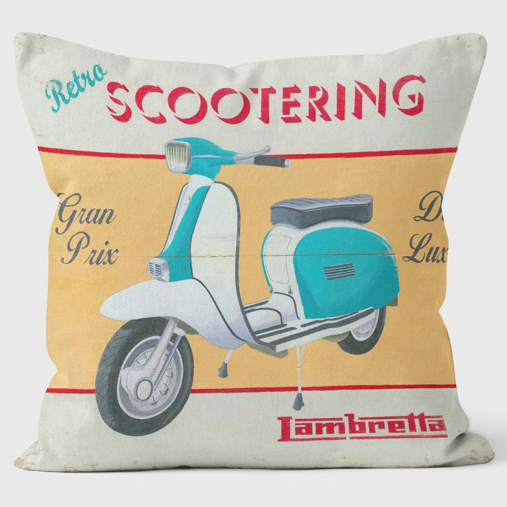 Scootering - Martin Wiscombe - Art Print Cushion - Handmade Cushions UK - WeLoveCushions