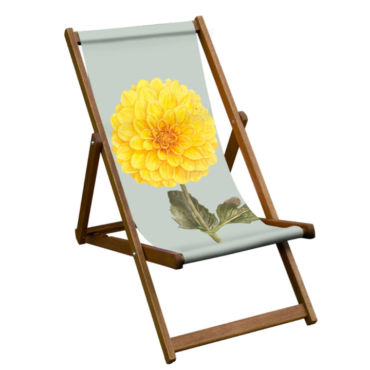 Yellow Dahlia Botanical Art Folding Deckchair - Durable, Weather-Resistant Patio Decor