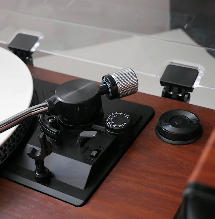 Teak Wood Camden Bluetooth Vinyl Record Turntable With Bookshelf Speakers by Steepletone