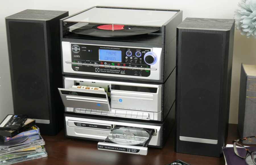 Capitol 7-in-1 Music Centre System with CD Recording Twin Cassette MP3 by Steepletone