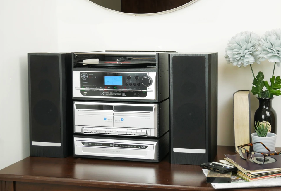 Capitol 7-in-1 Music Centre System with CD Recording Twin Cassette MP3 by Steepletone