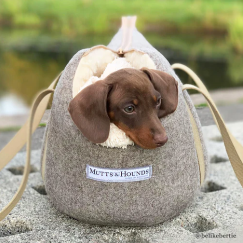 Sac de transport pour chien et chiot Grey Tweed par Mutts &amp; Hounds