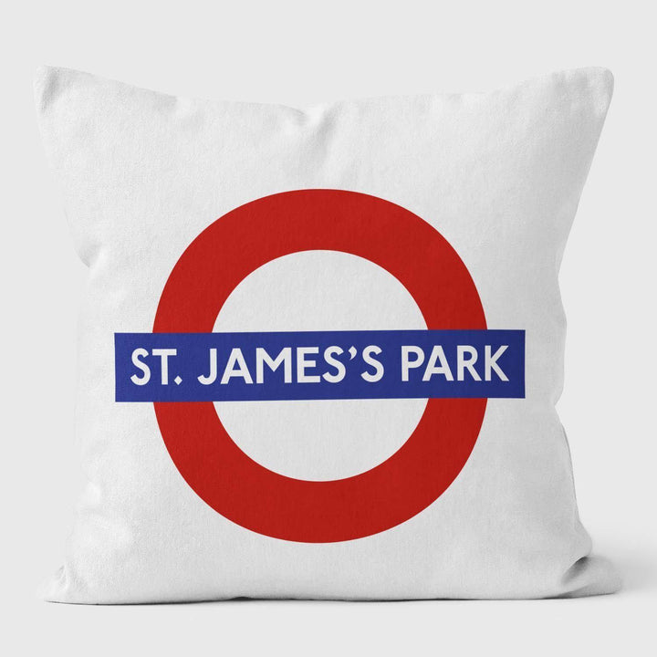 St. James Park London Underground Tube Station Roundel Cushion - Handmade Cushions UK - WeLoveCushions