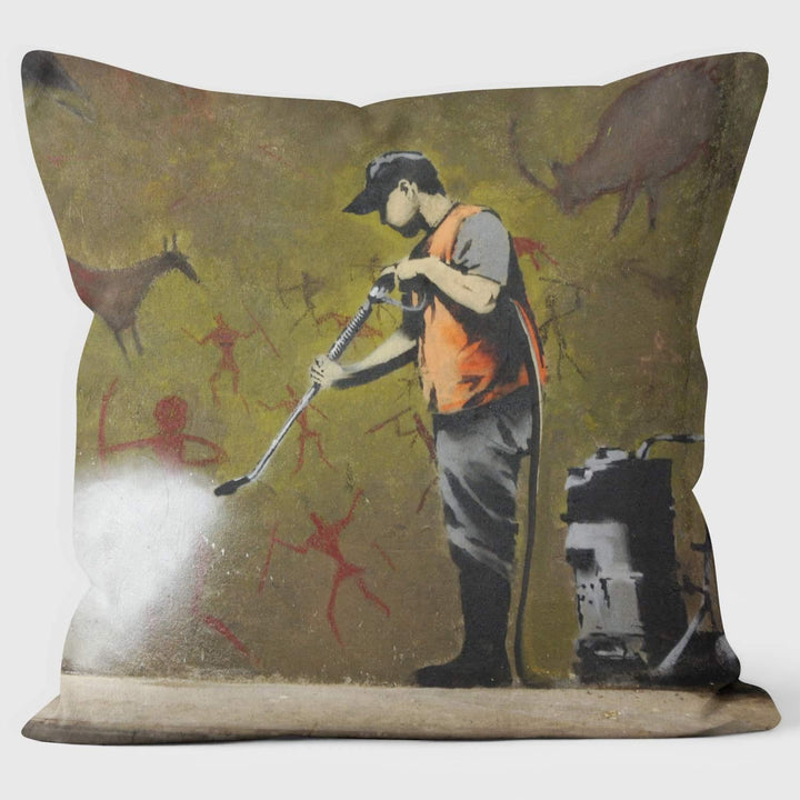 Street Cleaner - Banksy Inspired - Graffiti Art Cushion - Handmade Cushions UK - WeLoveCushions