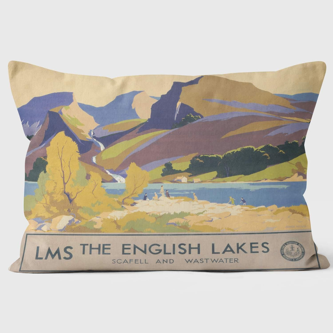 The English Lakes Scafell And Wastwater LMS 1930s - National Railway Museum Cushion - Handmade Cushions UK - WeLoveCushions