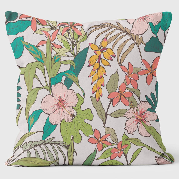 Tropical Flowers White - Art Print Cushion - Handmade Cushions UK - WeLoveCushions