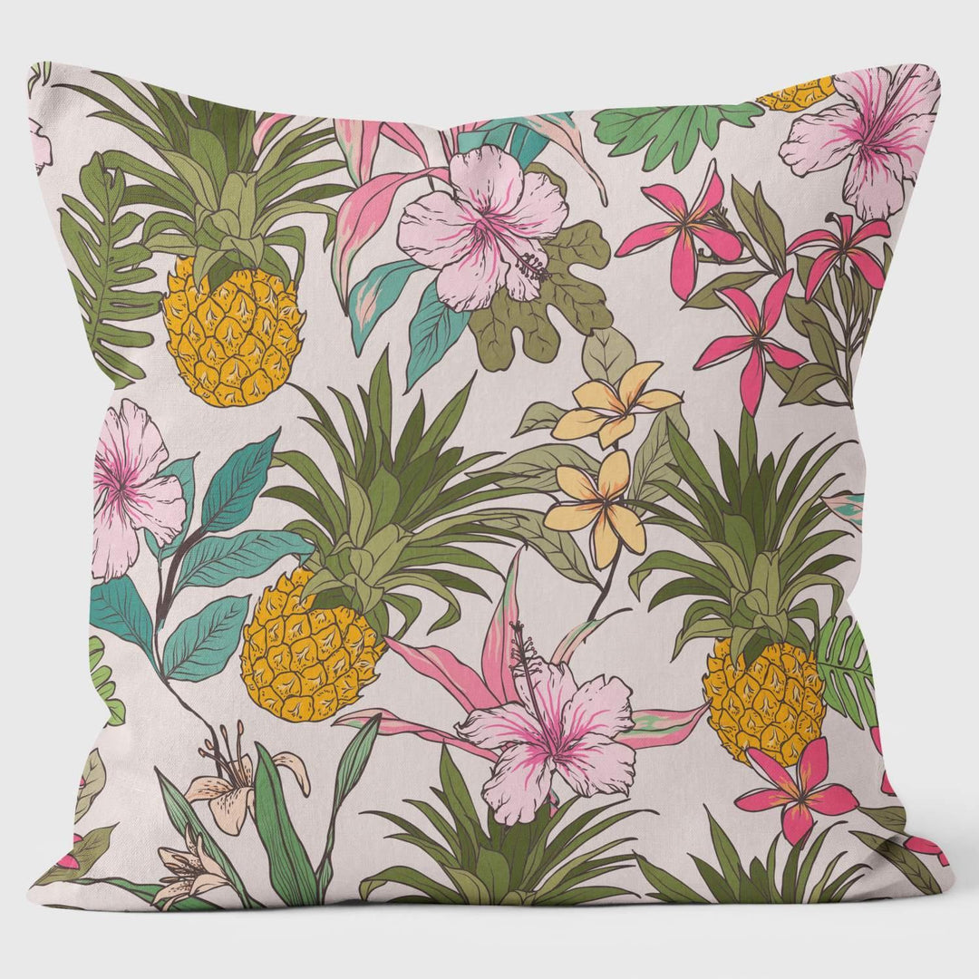 Tropical Pineapple White - Art Print Cushion - Handmade Cushions UK - WeLoveCushions