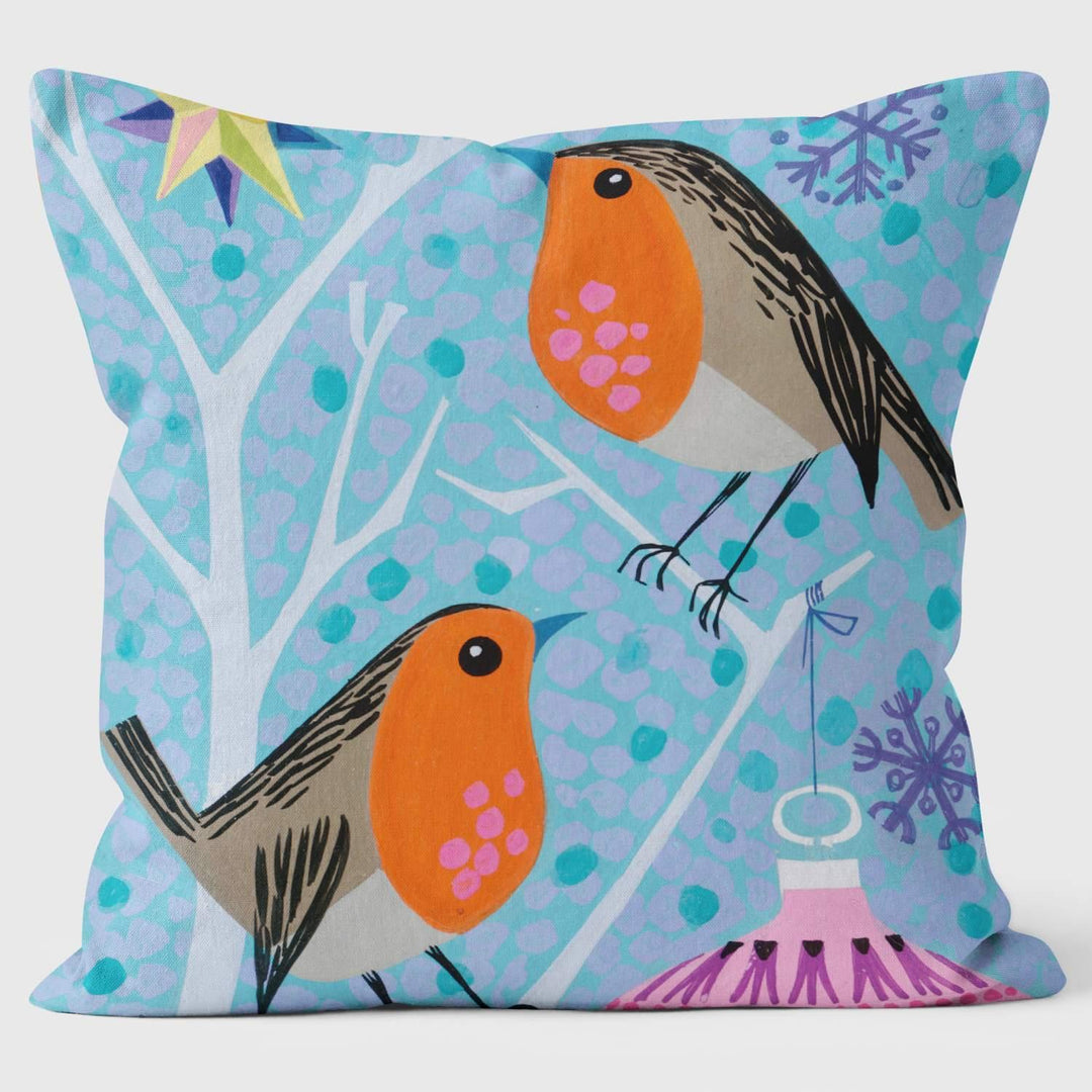 Two Robins Star Christmas Tree Bauble - Christmas Cushion - Handmade Cushions UK - WeLoveCushions