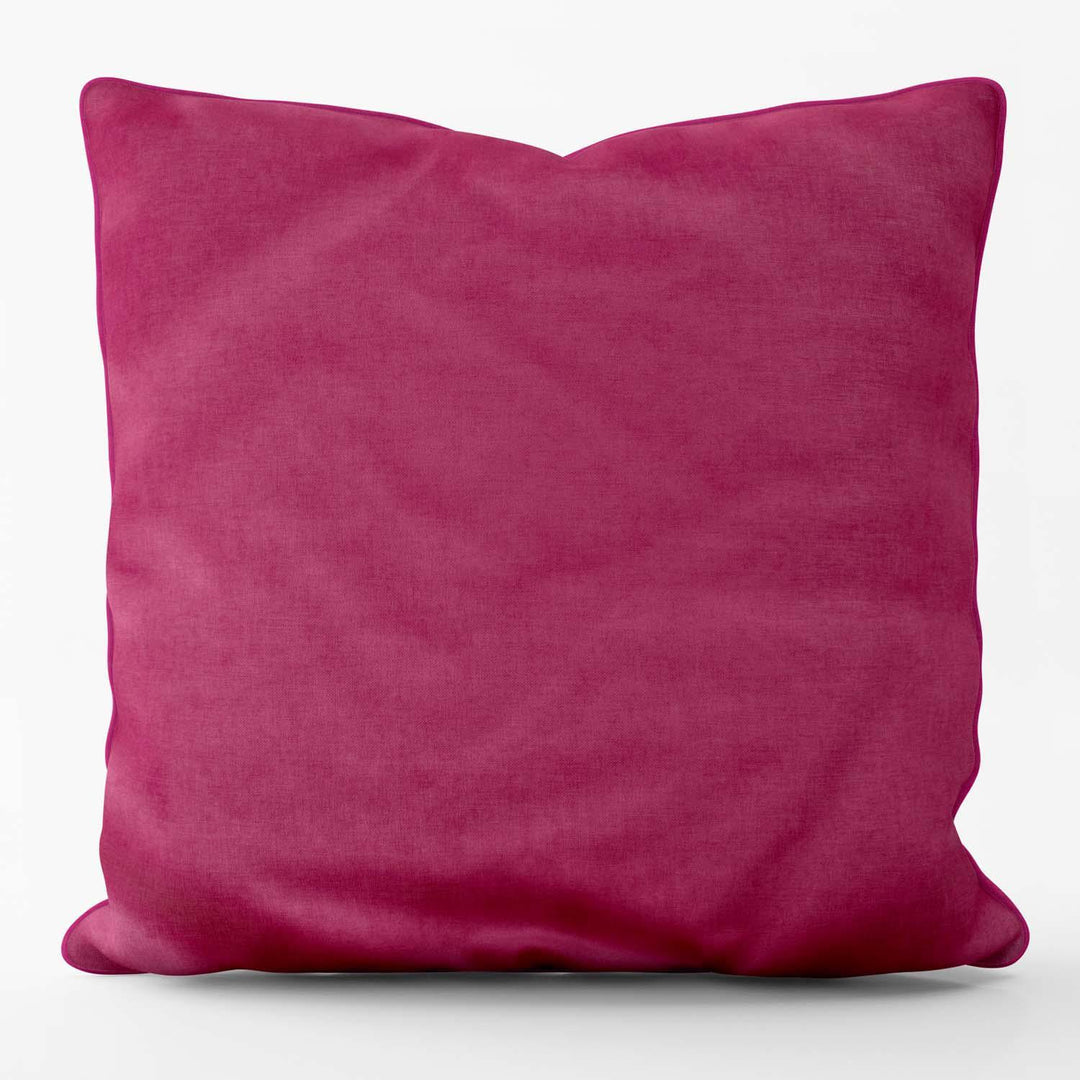 Velvet Velour Cushion Hot Pink Piped - Art Print Cushion - Handmade Cushions UK - WeLoveCushions