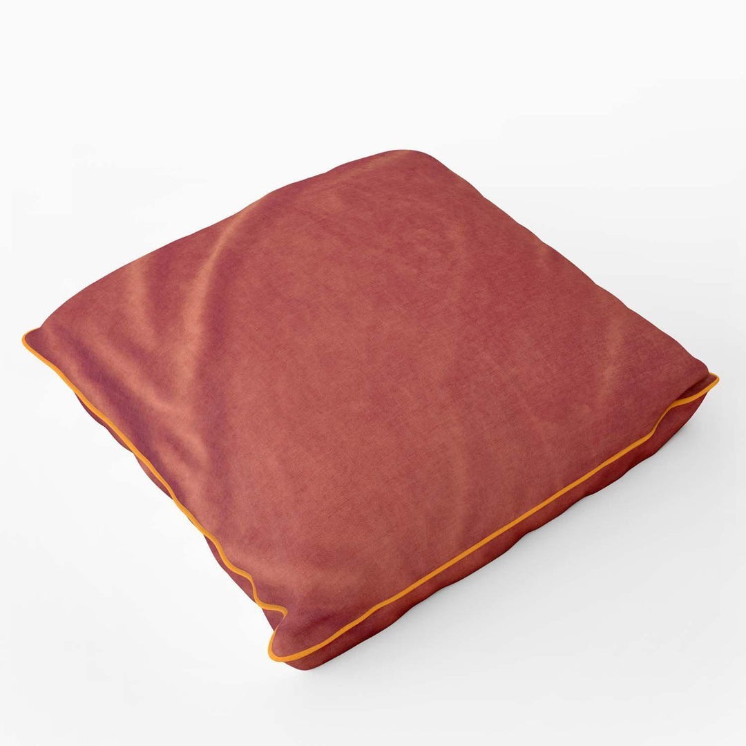 Velvet Velour Cushion Orange Piped - Art Print Cushion - Handmade Cushions UK - WeLoveCushions