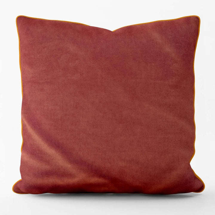 Velvet Velour Cushion Orange Piped - Art Print Cushion - Handmade Cushions UK - WeLoveCushions