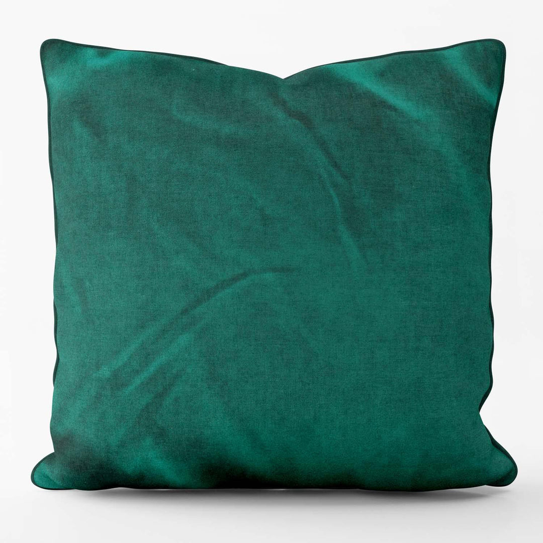 Velvet Velour Cushion Teal Piped - Art Print Cushion - Handmade Cushions UK - WeLoveCushions