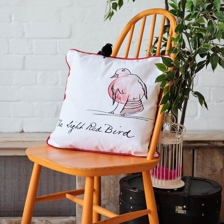 The Light Red Bird - Edward Lear Cushion