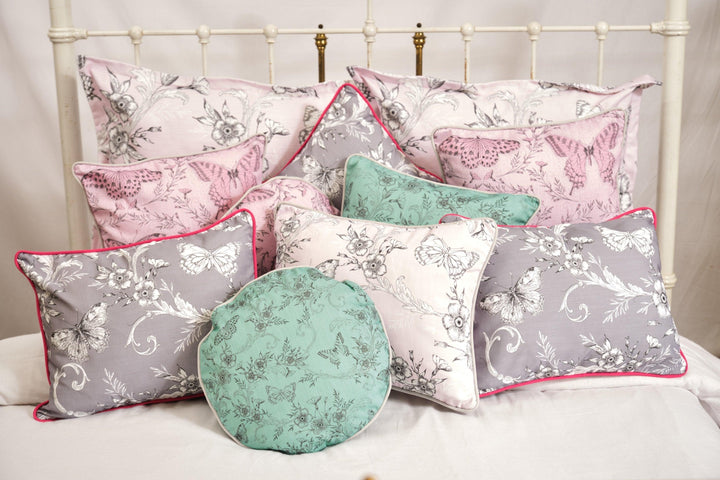 Butterfly & Ivy Round Grey - House Of Turnowsky Cushion